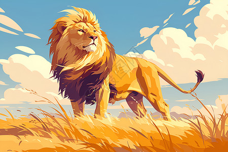 性价比之王草原之王狮子插画