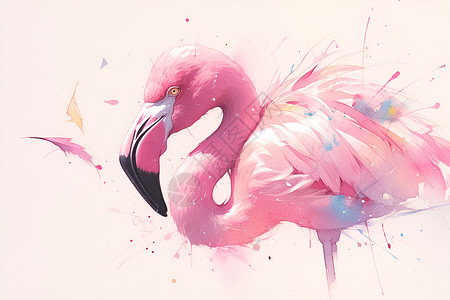 植物动物粉红色的火烈鸟插画插画