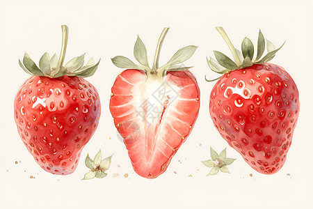 水果组合拍摄水彩草莓组合插画