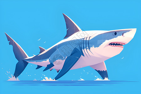浅蓝背景中的鲨鱼背景图片
