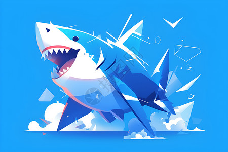 鲨鱼矢量鲨鱼的简约插画插画