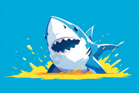 鲨鱼矢量海洋中开心的鲨鱼插画