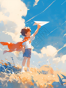 英雄出少年童年的自由飞翔插画