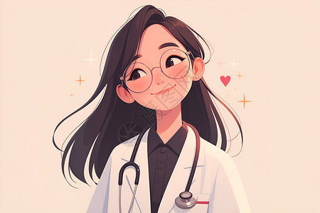 微笑女医生简约风格的女医生插画插画