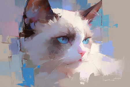 可爱的小猫油画背景图片