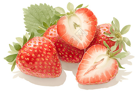 多汁水果可口美味的草莓插画