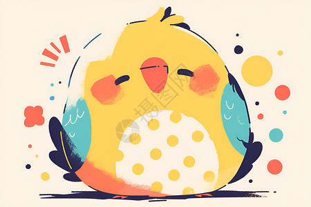 可爱小鸡对话框欢乐的小鸡插画