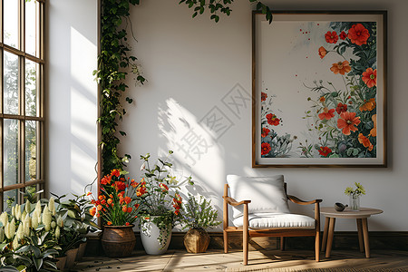 家居中的植物和鲜花背景图片