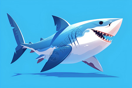 大海平面可爱的鲨鱼插画插画