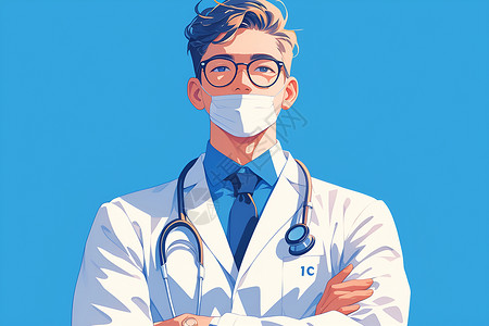 中年男性形象男性医生的职业形象插画