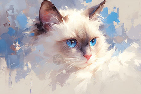 可爱的猫咪油画背景图片