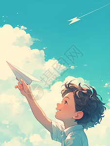 伴随童年梦想的纸飞机童心飞翔的纸飞机插画