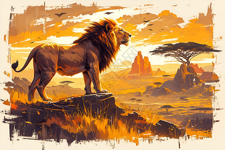 王者归来海报狮子王者归来插画