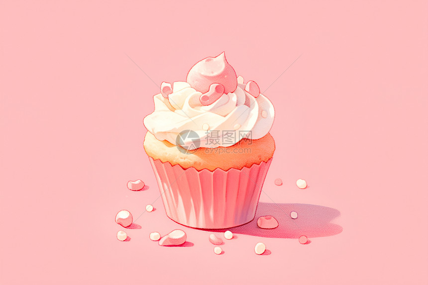 粉色杯子蛋糕图片