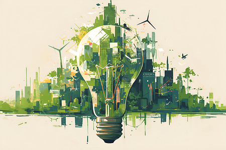 可持续发展模式可持续能源发展插画