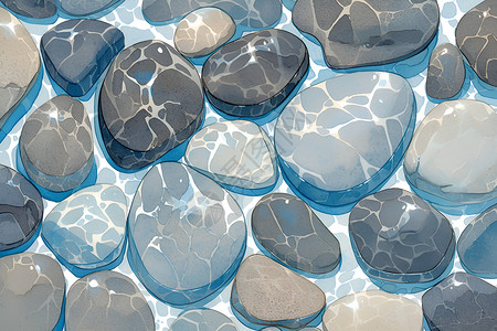 水底石头鹅卵石和岩石插画