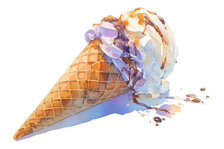 融化甜筒甜筒冰淇淋插图插画