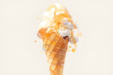 融化甜筒甜筒冰淇淋插画