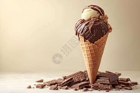 黑巧克力球巧克力冰淇淋插画
