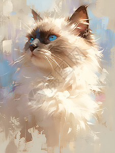 设计的猫咪油画背景图片