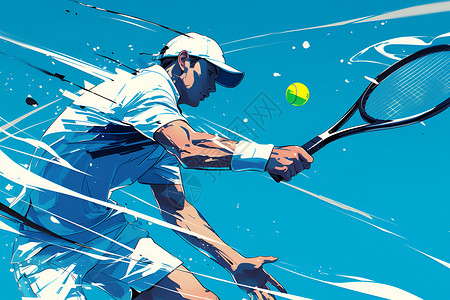 男子运球网球高手插画