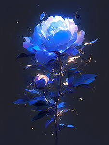 蓝色荧光花朵插画