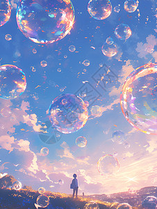 梦幻多彩的泡泡背景图片