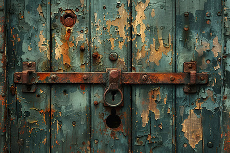 复古门锁木门上的锁背景