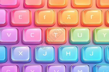 yes按键彩虹般色彩的键盘插画