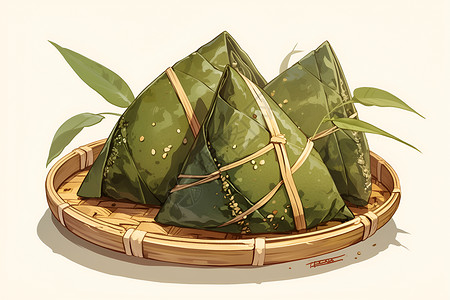 竹底三角粽子插画