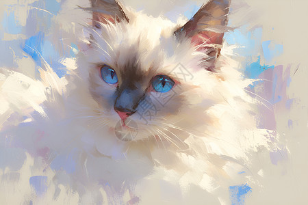 画作的小猫油画背景图片