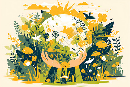 呵护地球呵护生态环境地球插画