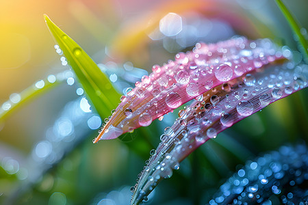 草叶上的水滴背景