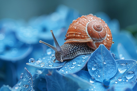 一只野生的蜗牛背景图片