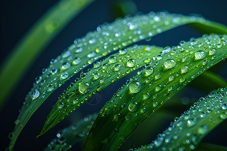 液体喷溅水滴翠绿叶子上的液体背景