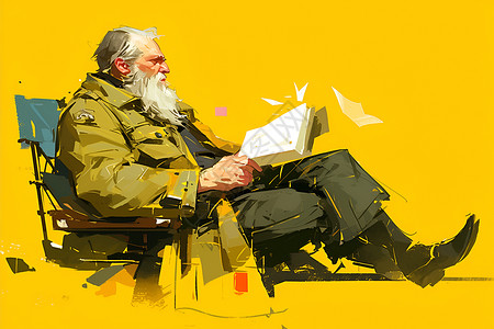 老人人物老人坐在舒适的椅子插画