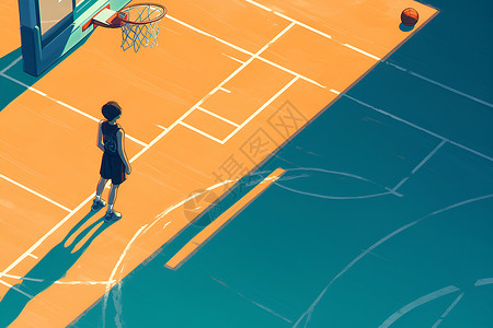 投篮男孩训练的篮球少年插画