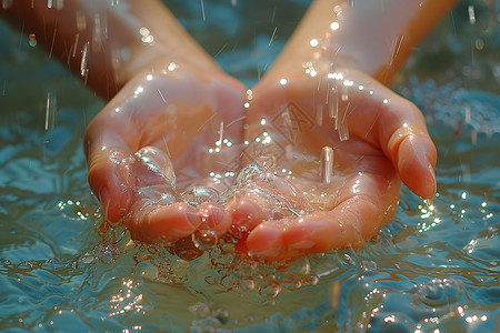水中清洗双手背景图片