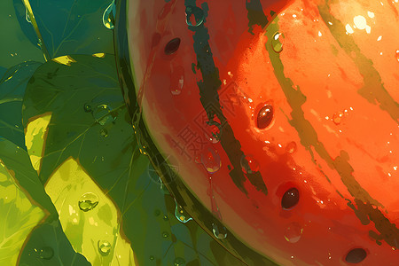 绘画的多汁西瓜背景图片