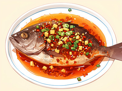 美味红烧鱼美味可口的红烧鱼插画