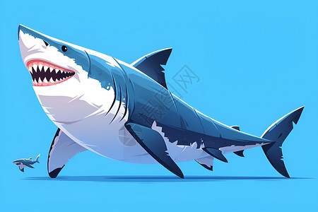 深海鱼类深海鲨鱼的卡通插画插画