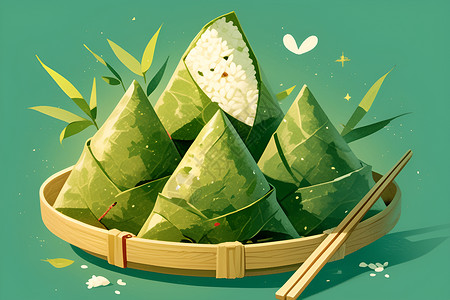 香糯地瓜美味可口的糯米粽子插画
