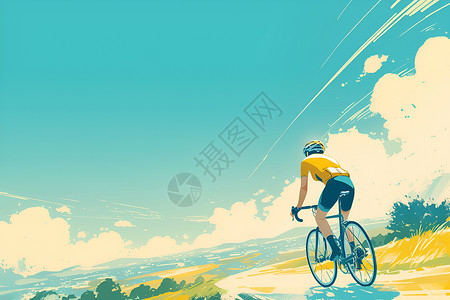 北之丸公园自行车骑手的轻松公园之旅插画