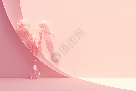 花瓶中的粉色花朵背景图片