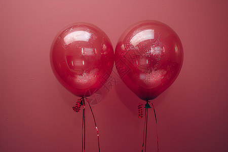 充气装饰红墙边的红气球背景