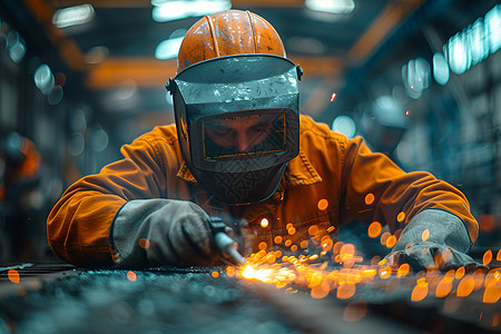 焊接机器钢铁厂的焊接工人背景