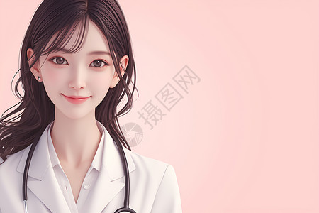 青年女医生展示牛奶微笑的女医生插画