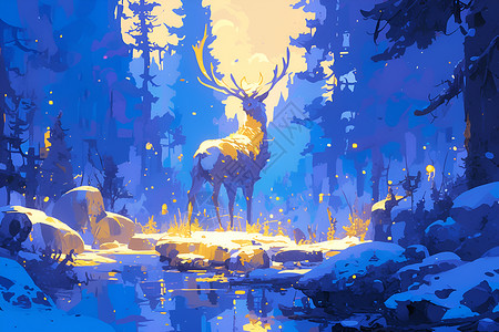 树林里的野鹿背景图片