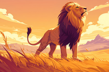 草地上的狮子背景图片