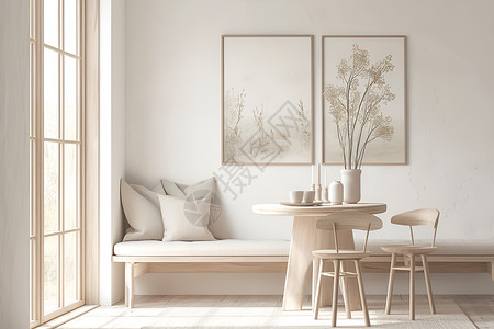 手绘木椅清新雅致的客厅背景